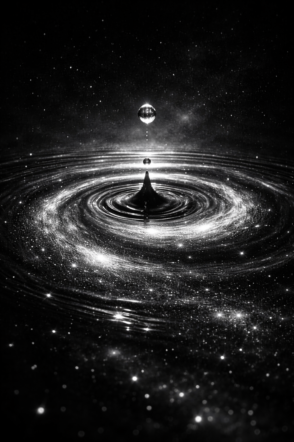 Consciousness ripples like a galaxy. — Cosmic Ripple. Consciousness hits the lake, rippling galaxy light.